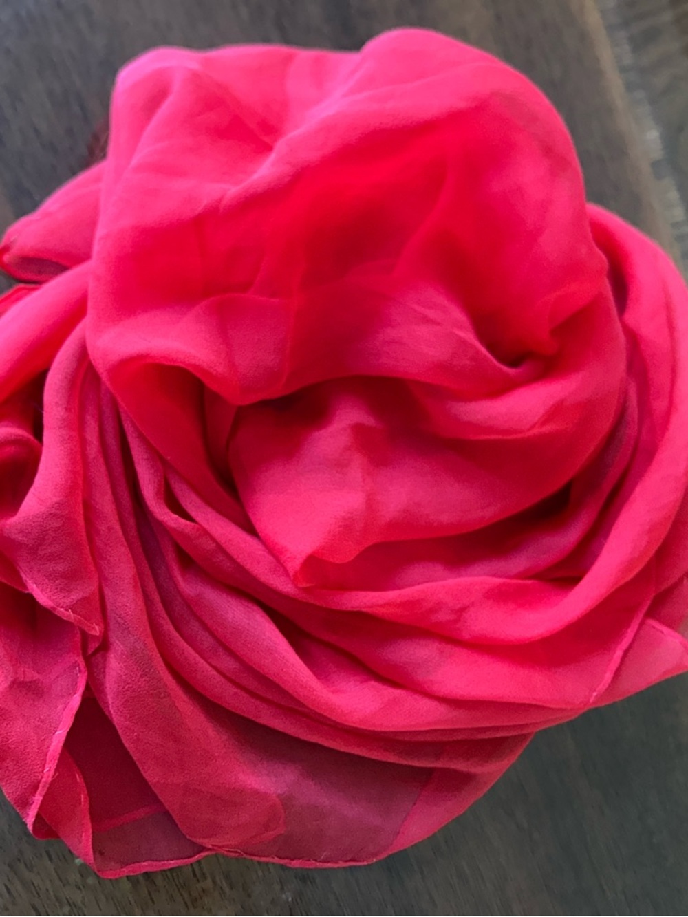 Bright red Lightweight Women's Scarf share hand rolled 28“ x 28“